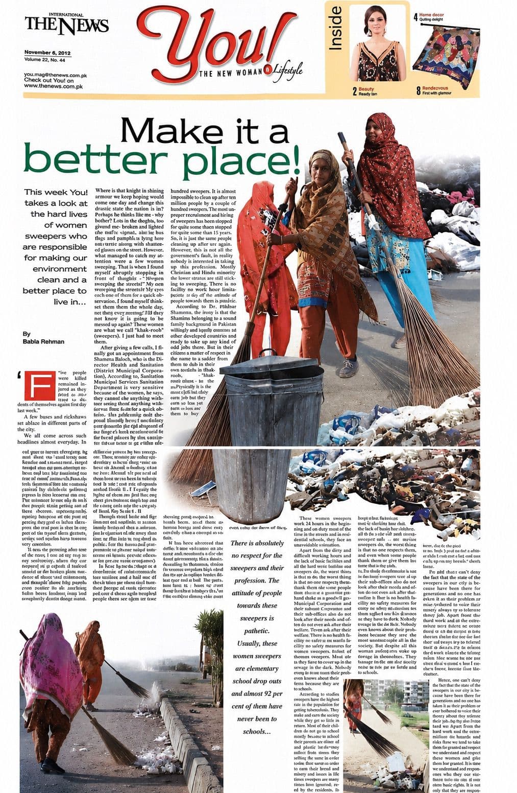 Make it a Better Place — YOU magazine, November 2012